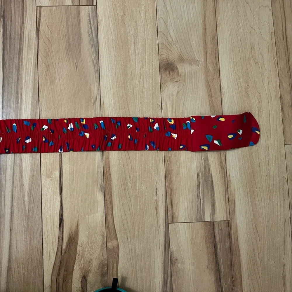 Vintage 1980s Ginnie Johansen Women Statement Belt S/M Red Blue Multi Patterned